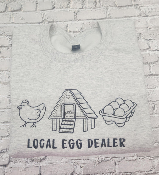 Local Egg Dealer Embroidered sweatshirt, Funny Farm Shirt, Backyard Chicken Lover Gift, Comfort Colors embroidery, Homesteader Crewneck