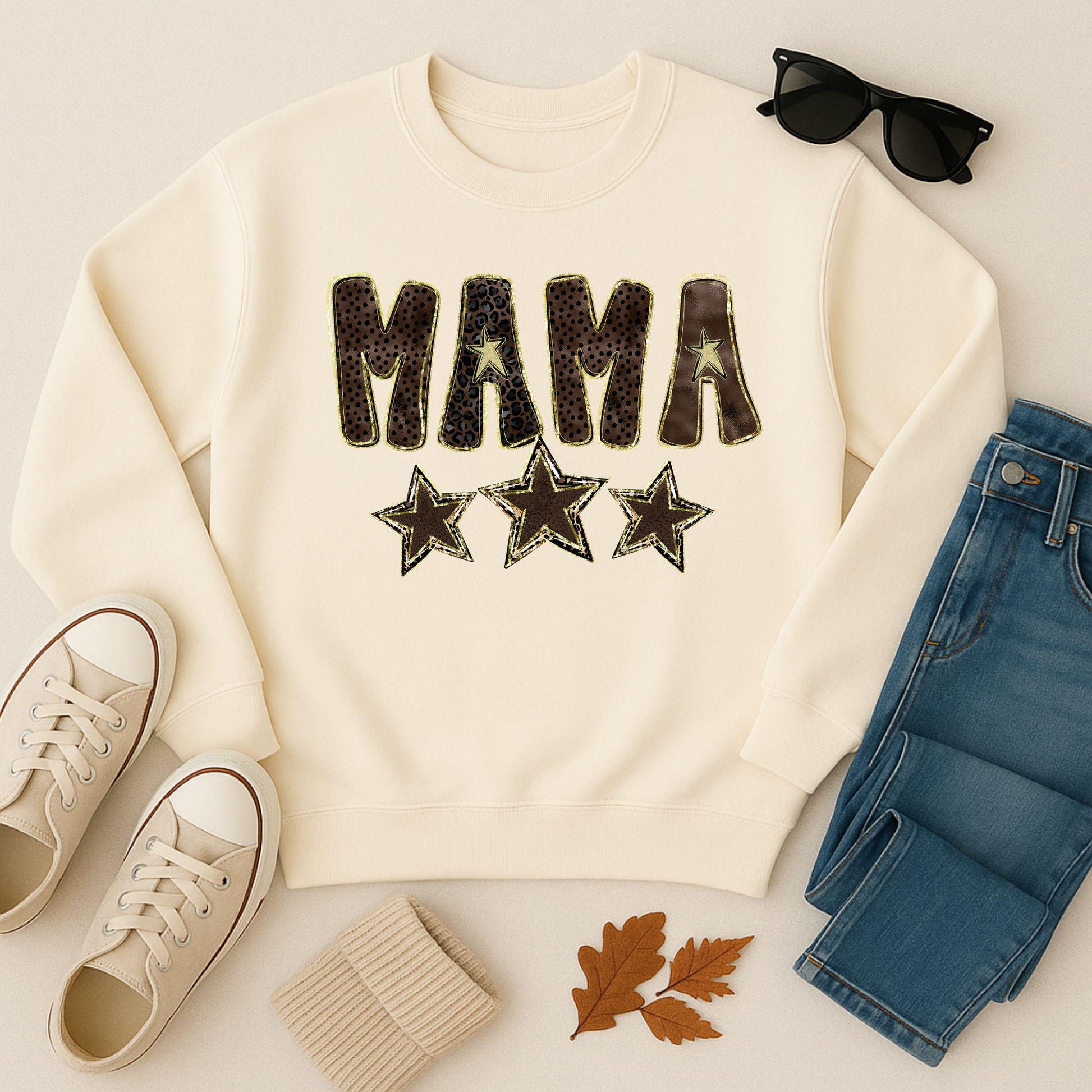 MAMA Leopard Star T-Shirt – Olive Green Western Graphic Tee, Trendy Mama Shirt | Trendy Mama Shirt, Mother’s Day Gift for Her, cute mama tee