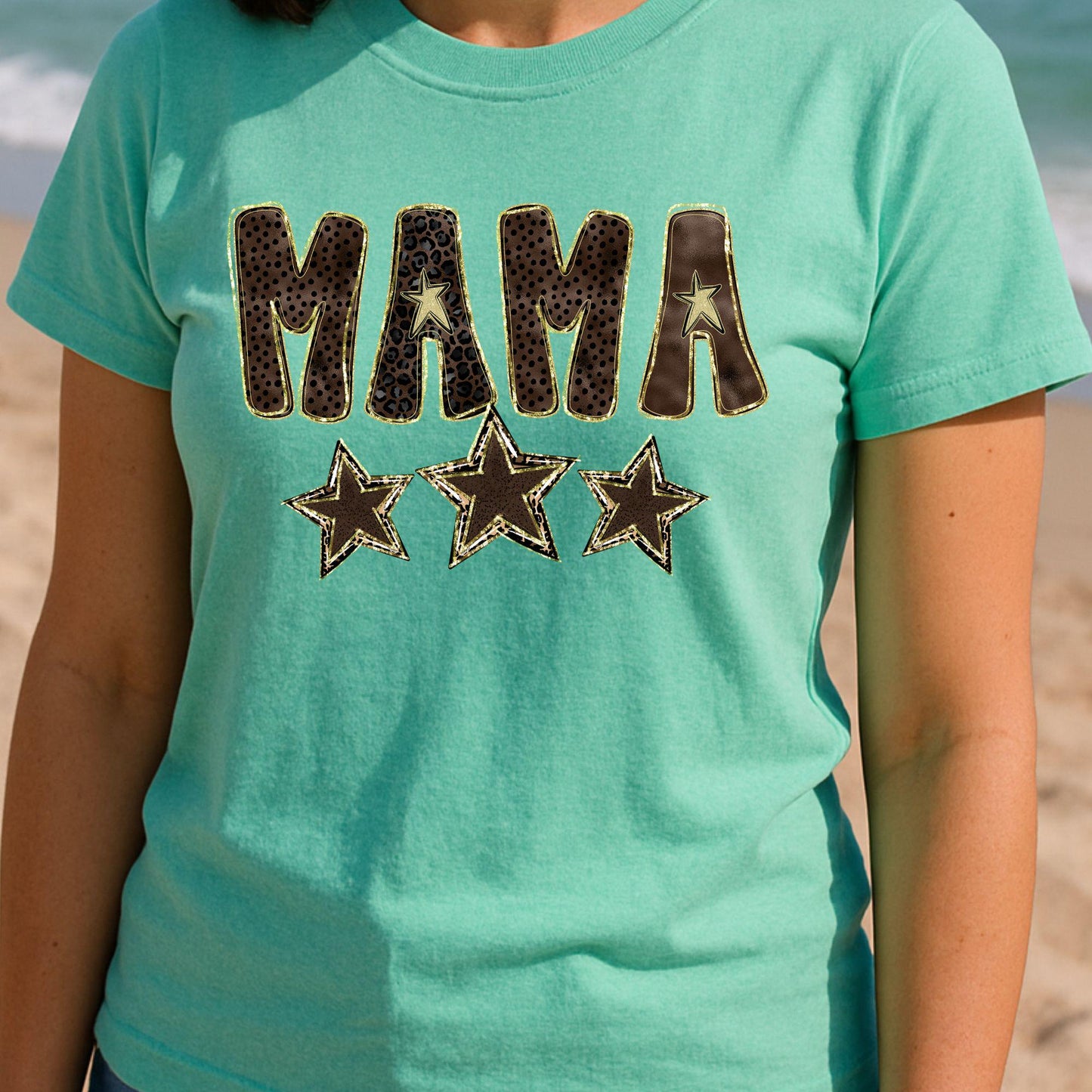 MAMA Leopard Star T-Shirt – Olive Green Western Graphic Tee, Trendy Mama Shirt | Trendy Mama Shirt, Mother’s Day Gift for Her, cute mama tee