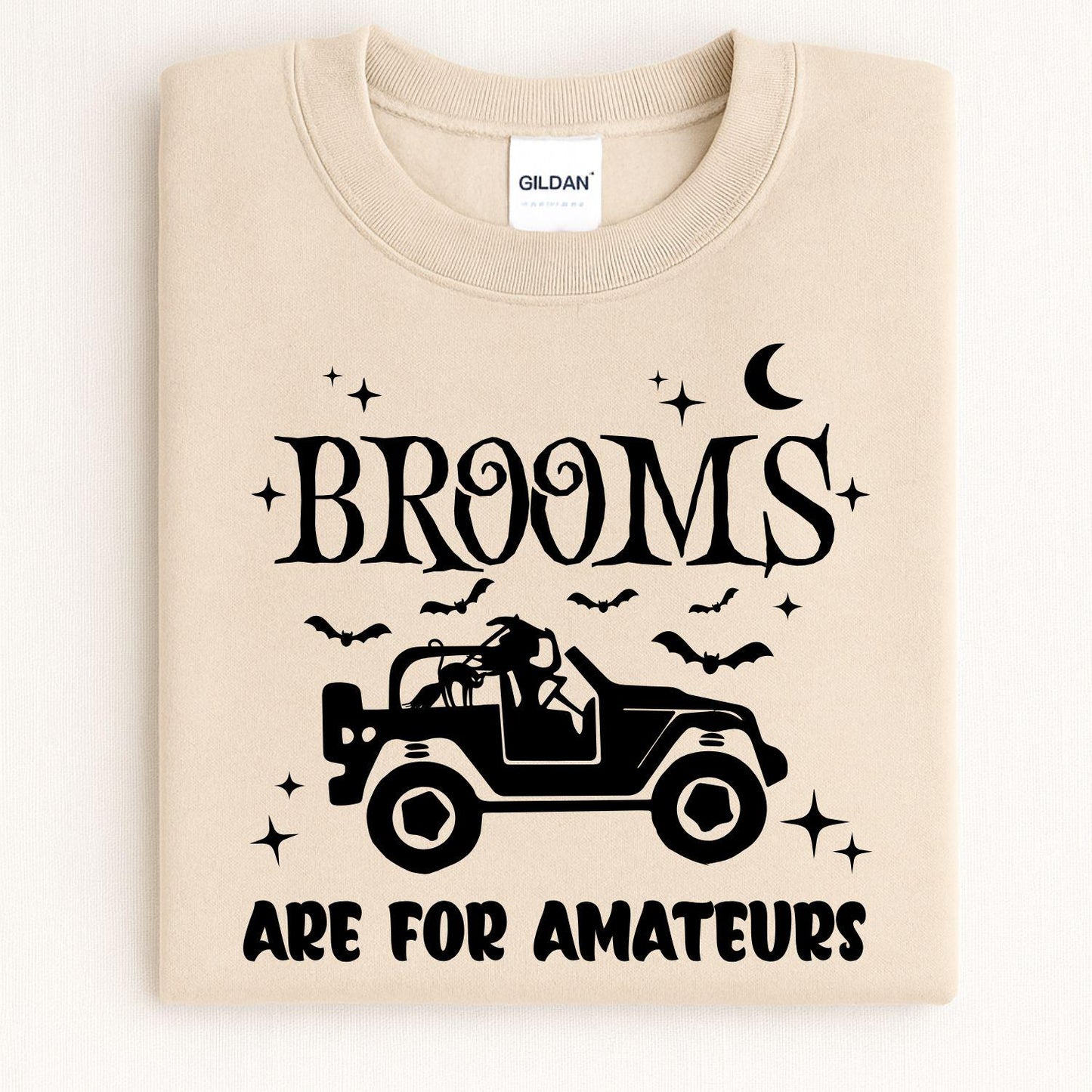 Halloween Jeep Witch Sweatshirt | Fall Bat Moon Star Design | Funny Spooky Season Crewneck | Autumn Off-Road Lover Gift for Her