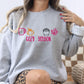 Cozy Season Embroidery Sweatshirt | Fall Pumpkin Ghost Leaf Coffee Sweater | Autumn Halloween Cozy Vibes Pullover for Women
