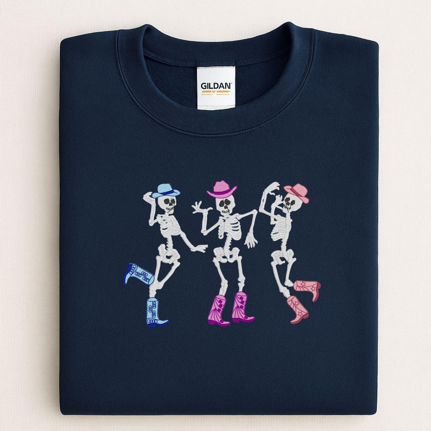 Dancing Skulls Halloween Embroidery Crewneck, Halloween Sweatshirt, Gift For Mom Or Girlfriend