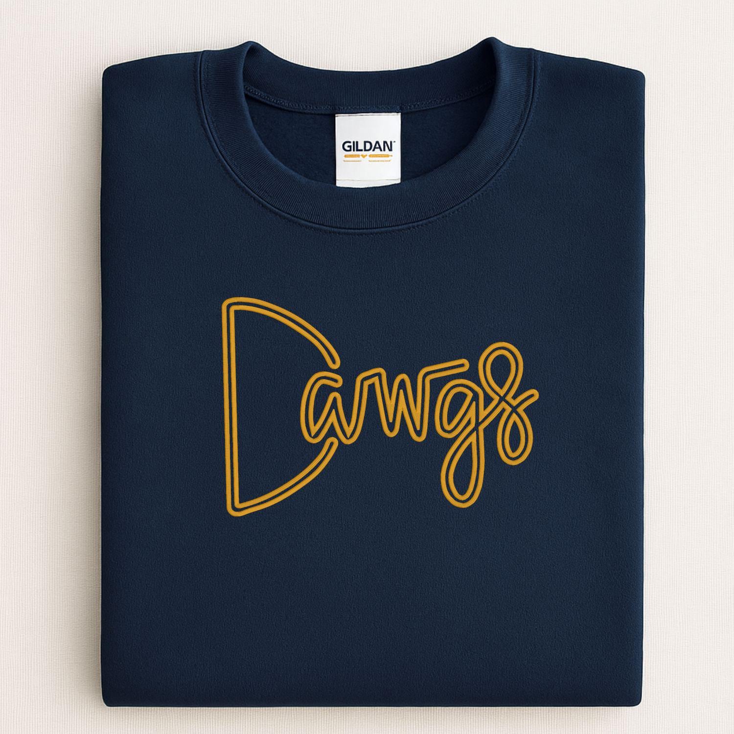 Dawgs Puff Embroidery Sweatshirt | Cozy Game Day Crewneck | Unisex Football Fan Pullover | Custom Team Spirit Gift for Fall & Winter