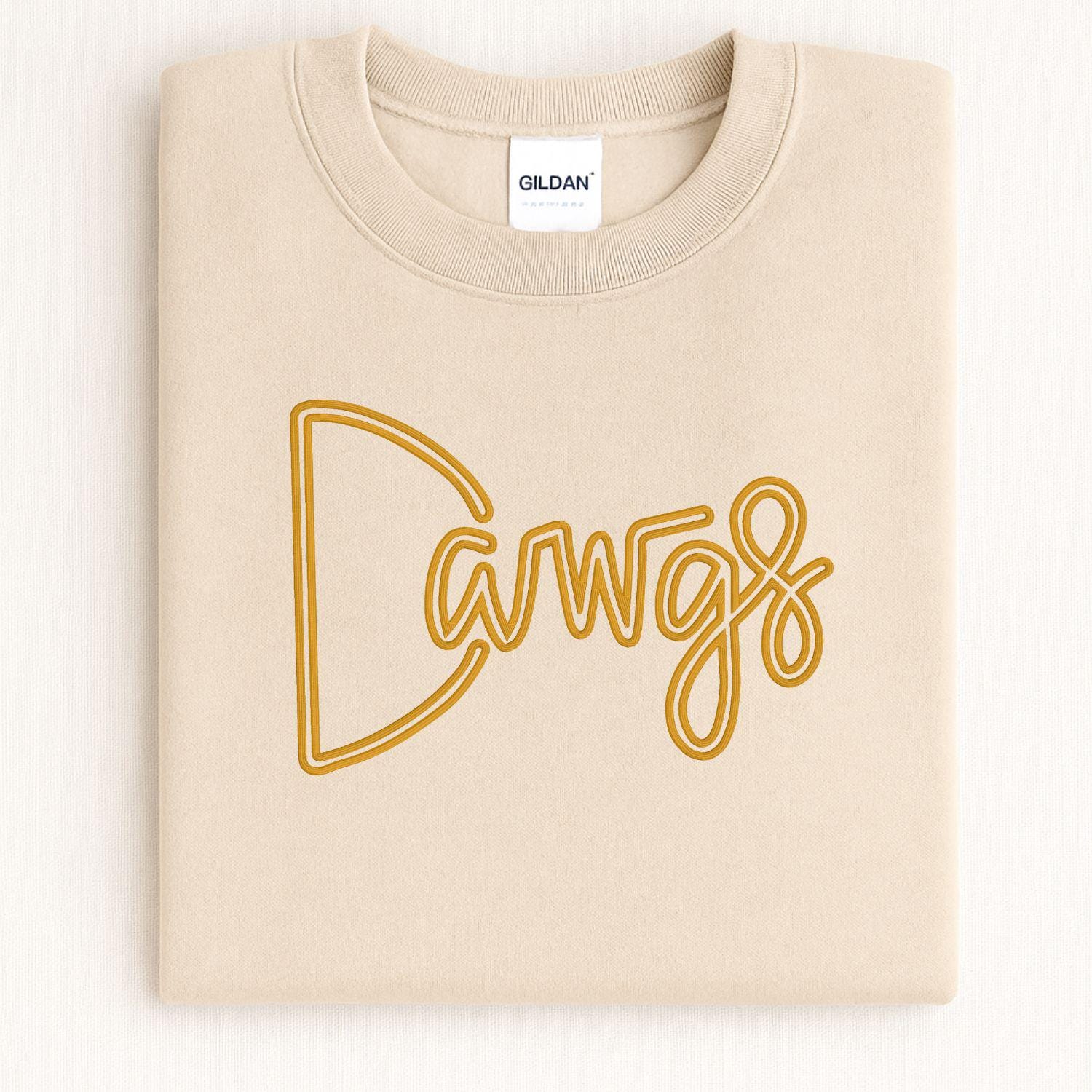 Dawgs Puff Embroidery Sweatshirt | Cozy Game Day Crewneck | Unisex Football Fan Pullover | Custom Team Spirit Gift for Fall & Winter