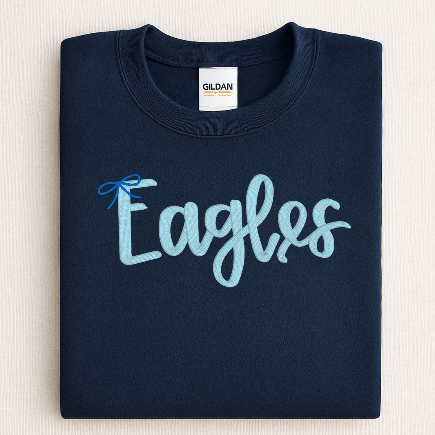 Eagles Script Embroidery Sweatshirt | Cozy Football Team Spirit Pullover | Custom Lettering Fall Game Day Crewneck | Gift for Fans