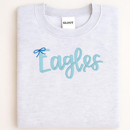 Eagles Script Embroidery Sweatshirt | Cozy Football Team Spirit Pullover | Custom Lettering Fall Game Day Crewneck | Gift for Fans
