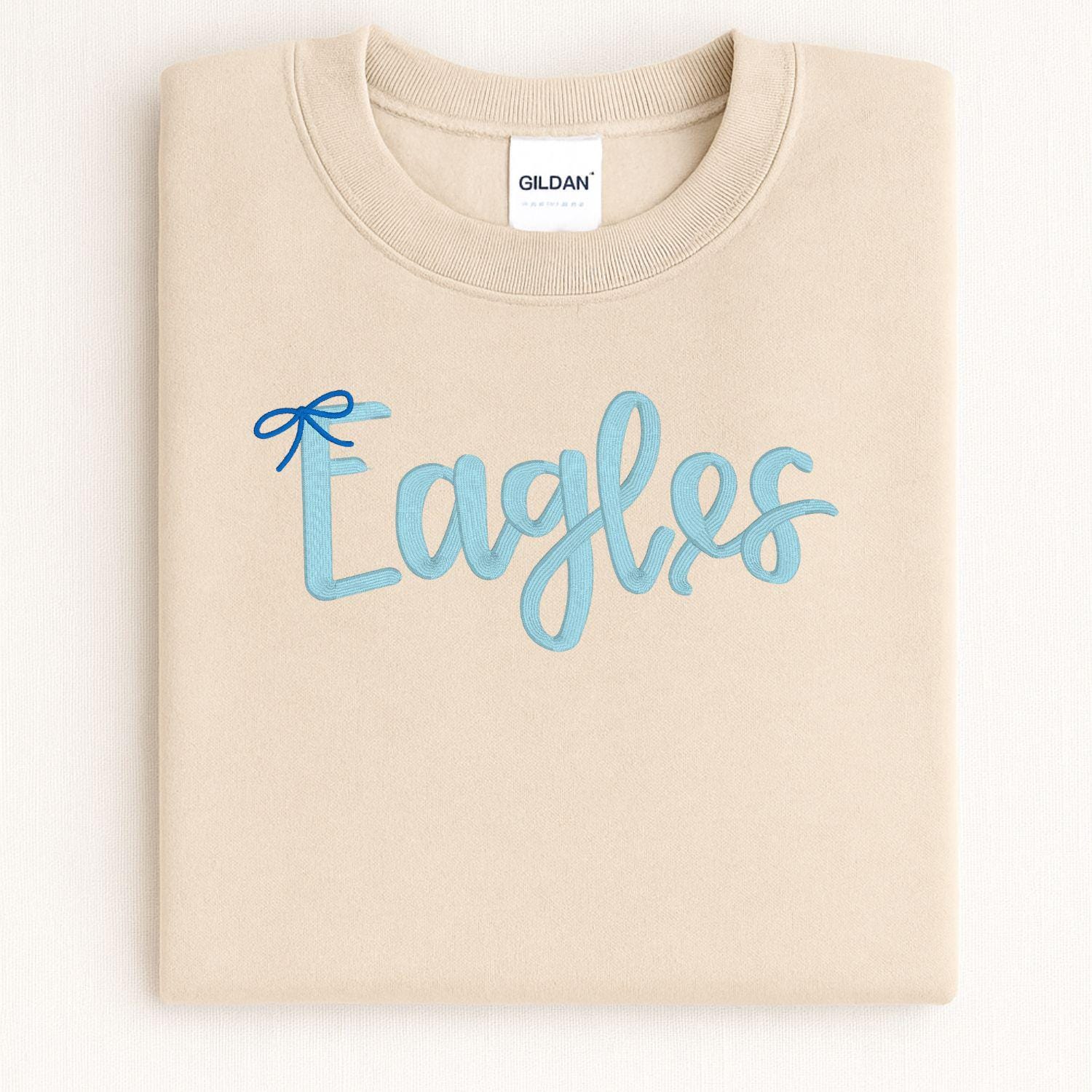 Eagles Script Embroidery Sweatshirt | Cozy Football Team Spirit Pullover | Custom Lettering Fall Game Day Crewneck | Gift for Fans