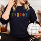 Cozy Fall Embroidery Sweatshirt | Autumn Leaf and Pumpkin Design | Colorful Seasonal Pullover | Thanksgiving Gift for Women and Friends