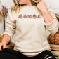 Fall Embroidery Sweatshirt Autumn Pumpkin Books Cozy Bow Boots Outline Stitch Crewneck Gift for Her Seasonal Pullover Comfort Wear
