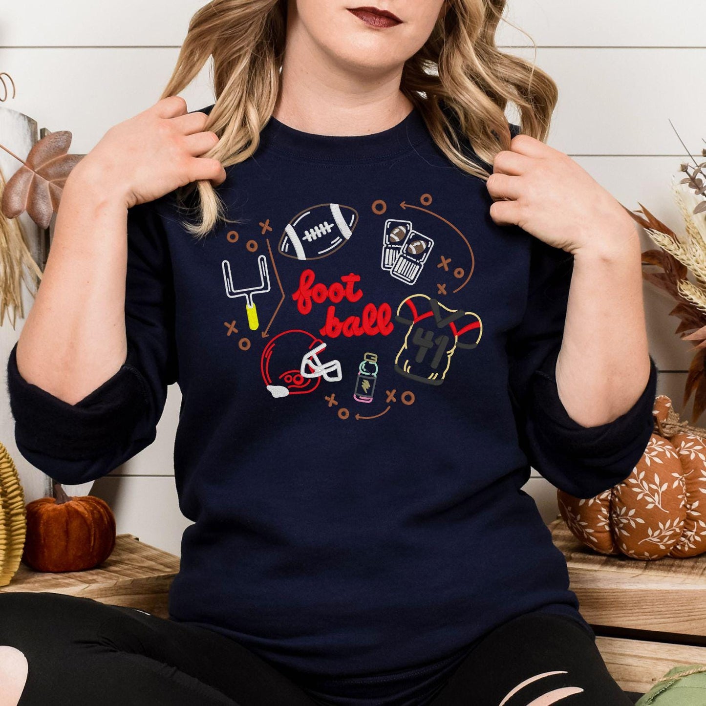 Game Day Football Embroidery Sweatshirt | Cozy Fall Sports Crewneck | Handmade Tailgate Shirt | Unisex Autumn Game Spirit Apparel