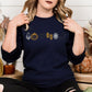 Ghost Pumpkin Bat Candy Web Hat Embroidery Sweatshirt | Fall Halloween Pullover | Cozy Autumn Boho Spooky Season Shirt