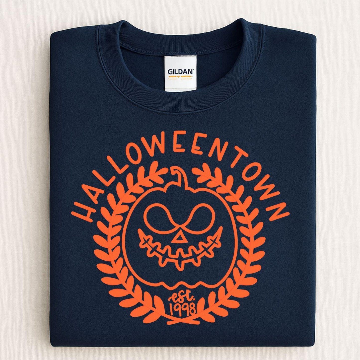 Halloween Pumpkin Face Embroidery Sweatshirt | Spooky Fall Season Crewneck | Cozy Autumn Pumpkin Stitch Shirt for Halloween Lovers