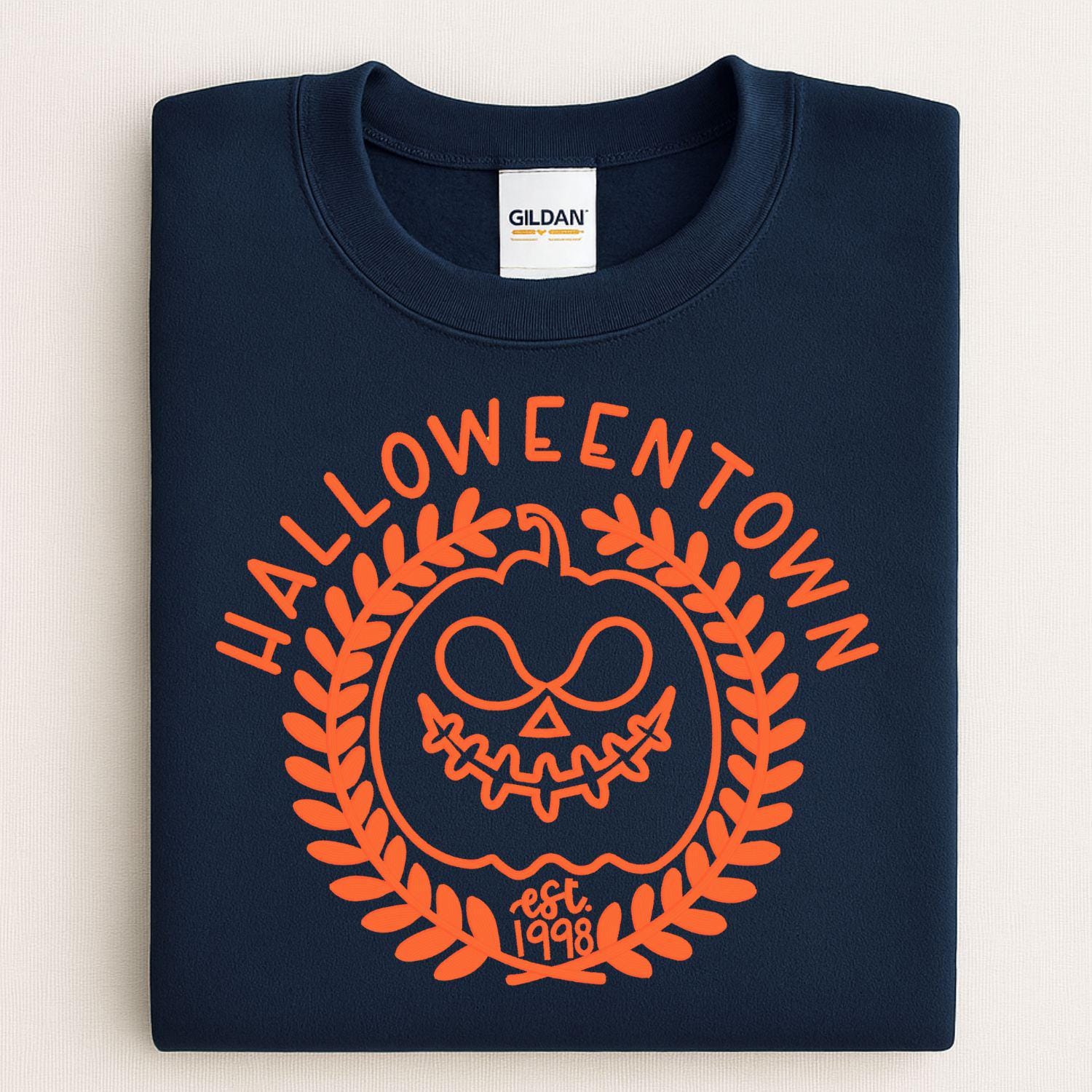 Halloween Pumpkin Face Embroidery Sweatshirt | Spooky Fall Season Crewneck | Cozy Autumn Pumpkin Stitch Shirt for Halloween Lovers