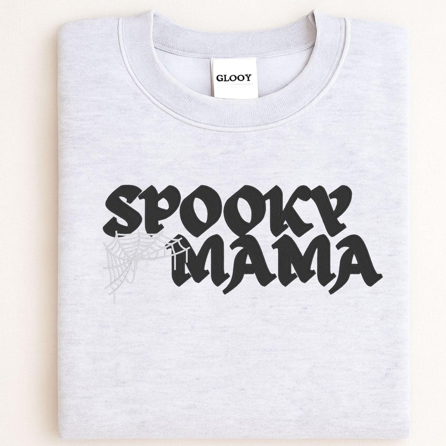 Spooky Mama Embroidery Sweatshirt | Halloween Fall Sweatshirt | Gothic Spiderweb Sweater | Cozy Seasonal Embroidered Shirt