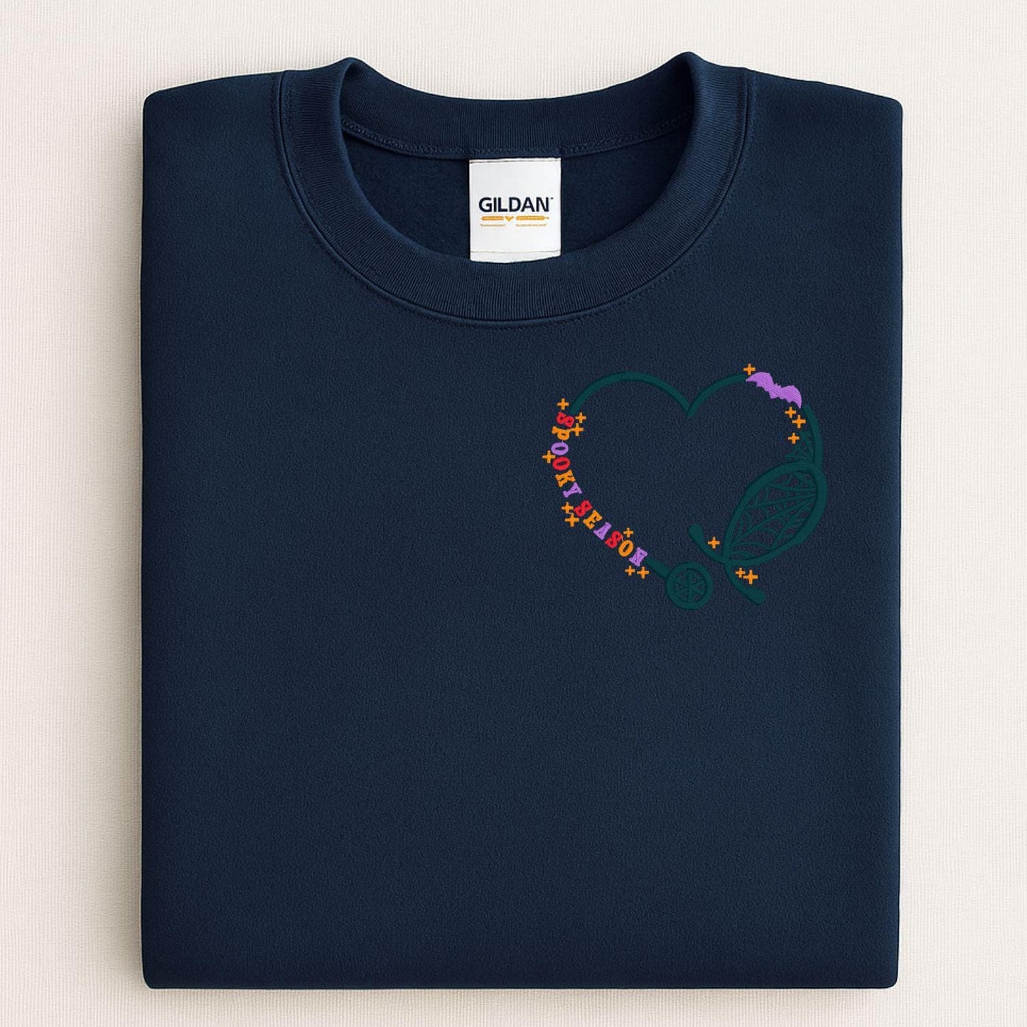 Spooky Season Nurse Sweatshirt • Halloween Stethoscope Embroidery • Fall Medical Crewneck • Cute Nurse Gift • Autumn Work Apparel