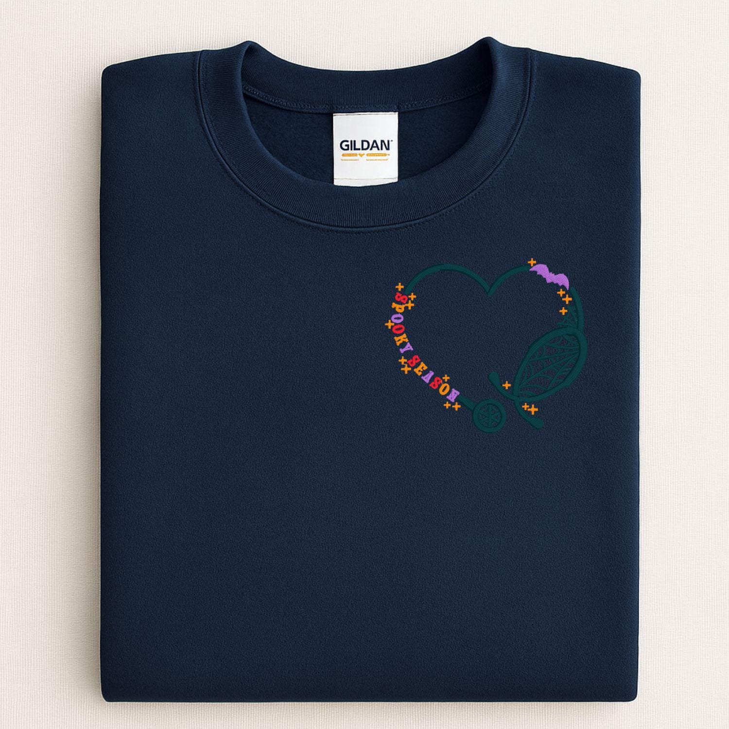 Spooky Season Nurse Sweatshirt • Halloween Stethoscope Embroidery • Fall Medical Crewneck • Cute Nurse Gift • Autumn Work Apparel