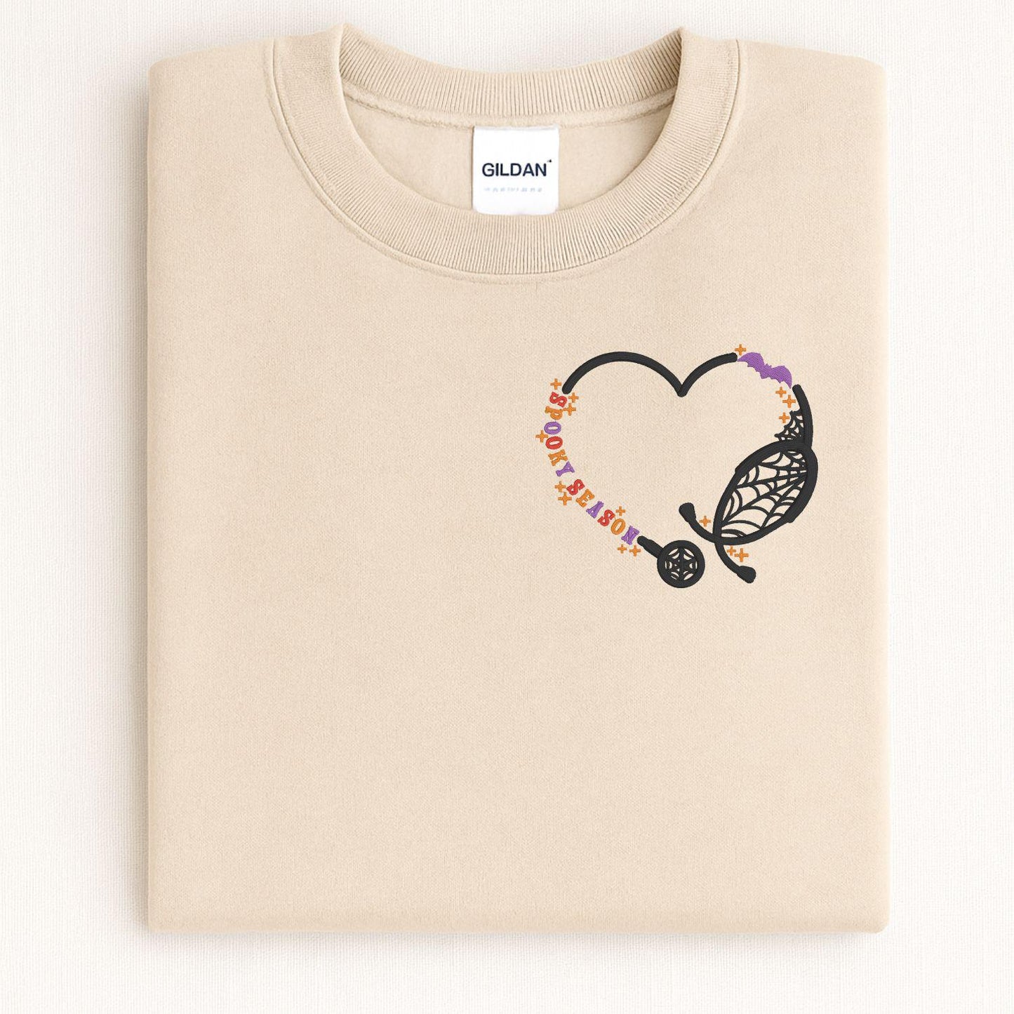 Spooky Season Nurse Sweatshirt • Halloween Stethoscope Embroidery • Fall Medical Crewneck • Cute Nurse Gift • Autumn Work Apparel