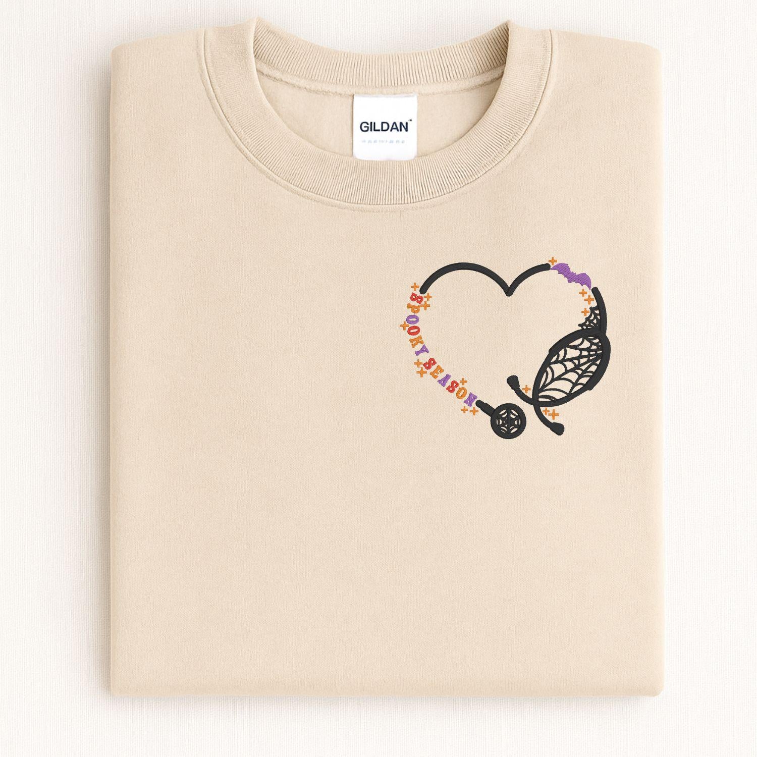 Spooky Season Nurse Sweatshirt • Halloween Stethoscope Embroidery • Fall Medical Crewneck • Cute Nurse Gift • Autumn Work Apparel