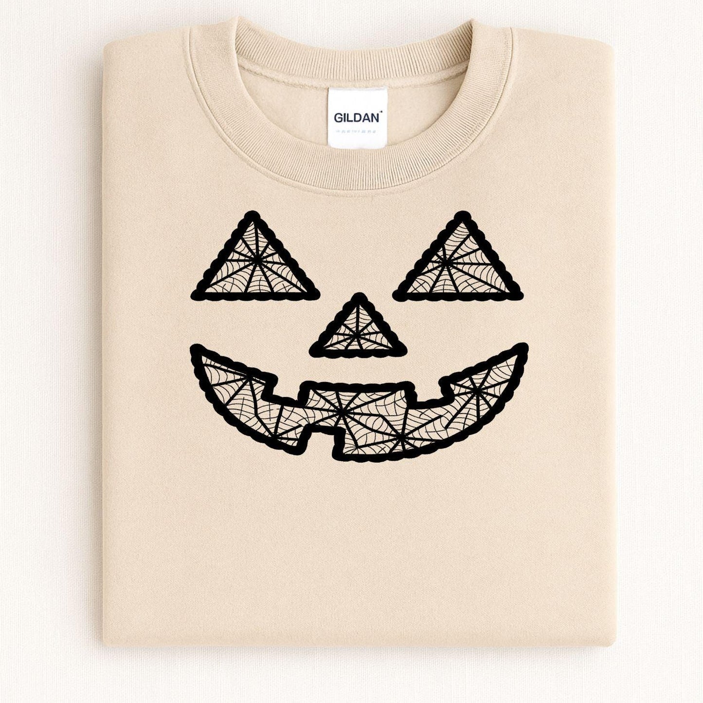 Fall Pumpkin Face Embroidery Sweatshirt • Cozy Autumn Jack O Lantern Crewneck • Halloween Pumpkin Stitch Shirt • Fall Season Top