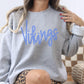 Vikings Game Day Puff Embroidery Sweatshirt | Custom Team Spirit Pullover with Bow | School Pride Cozy Football Game Day Crewneck Top