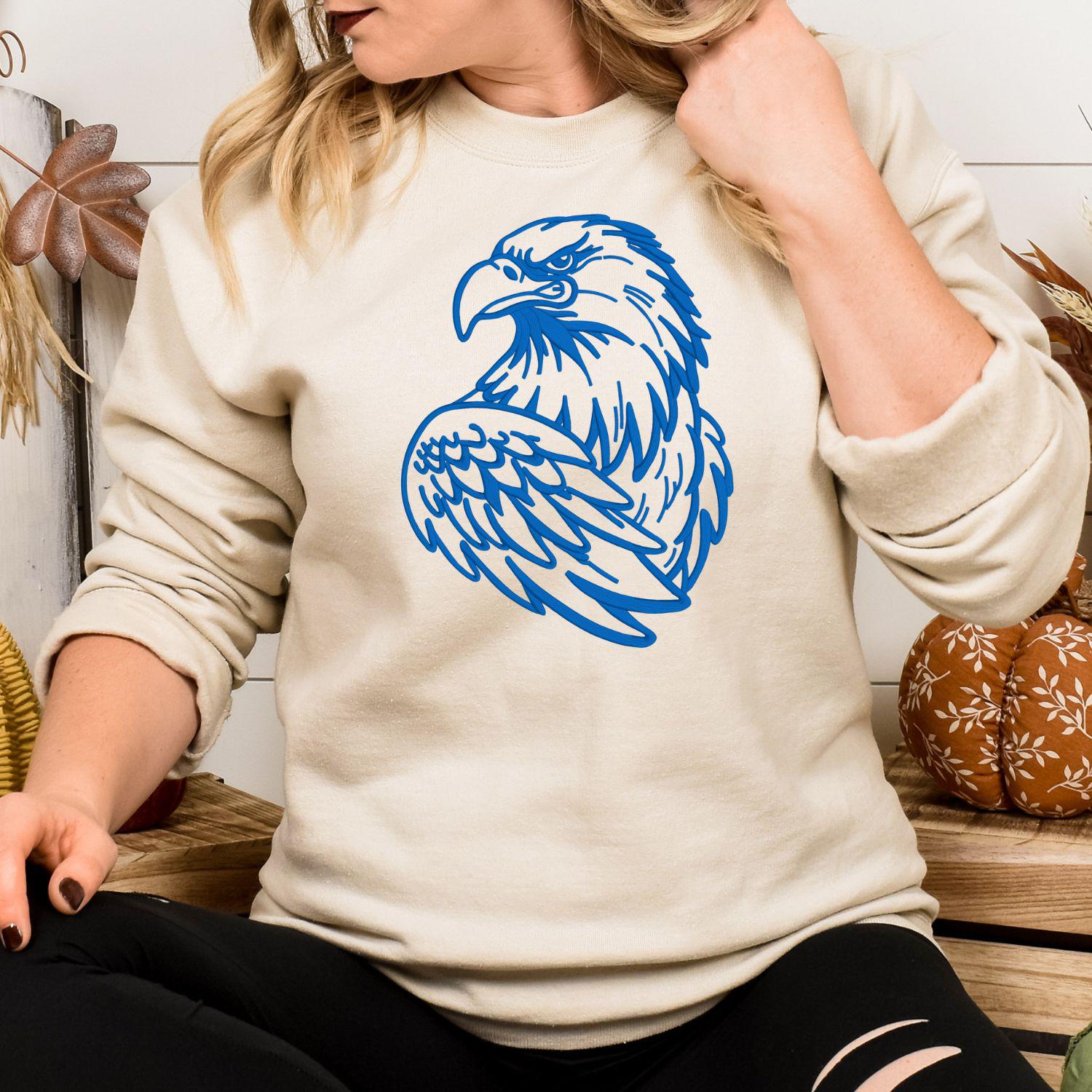 Eagle Mascot Embroidered Sweatshirt, School Spirit Crewneck, Sports Team Fan Apparel, Custom School Pride Shirt, Game Day Outfit