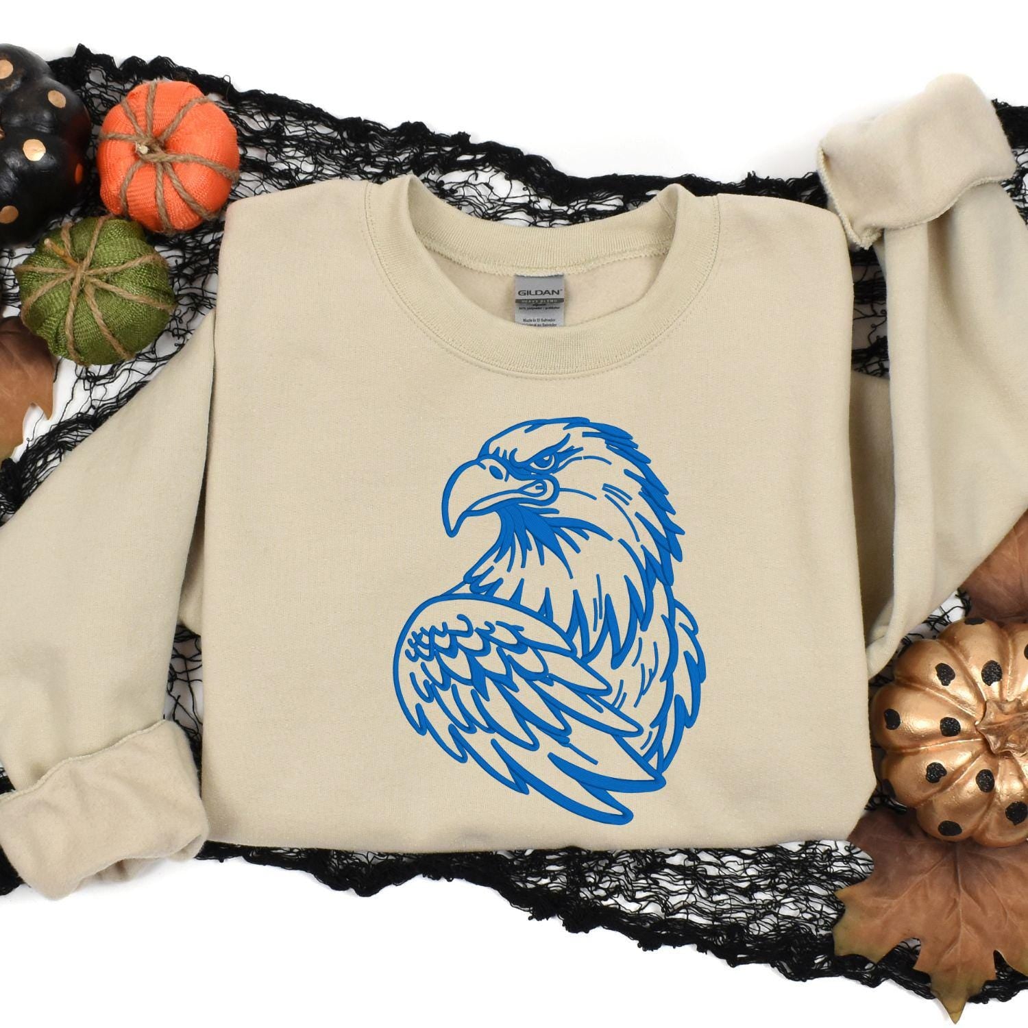 Eagle Mascot Embroidered Sweatshirt, School Spirit Crewneck, Sports Team Fan Apparel, Custom School Pride Shirt, Game Day Outfit