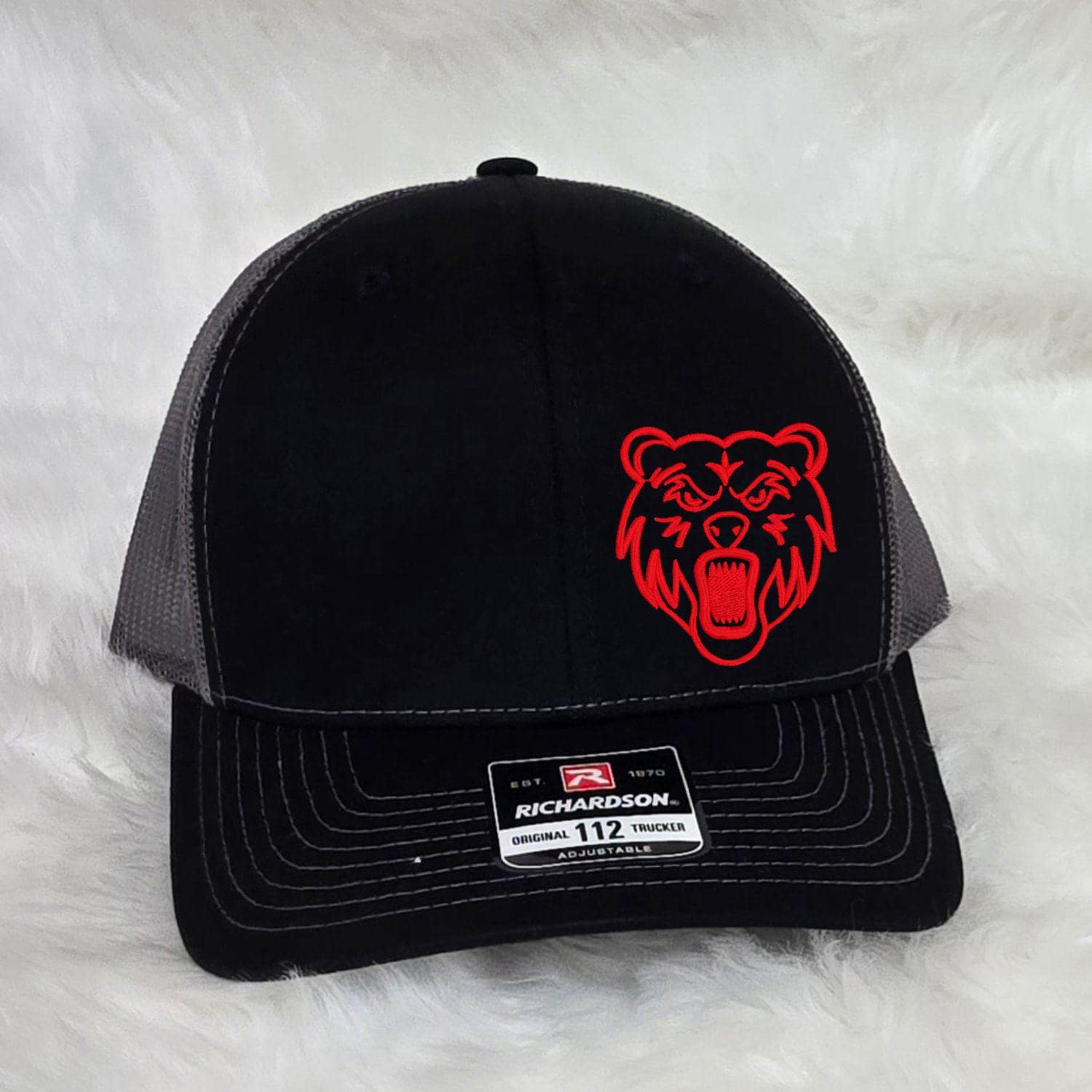 Embroidered Grizzly Bear Mascot hat | Unisex School Spirit Team Apparel | Custom Sports Game Day Outfit | Gift for Fans