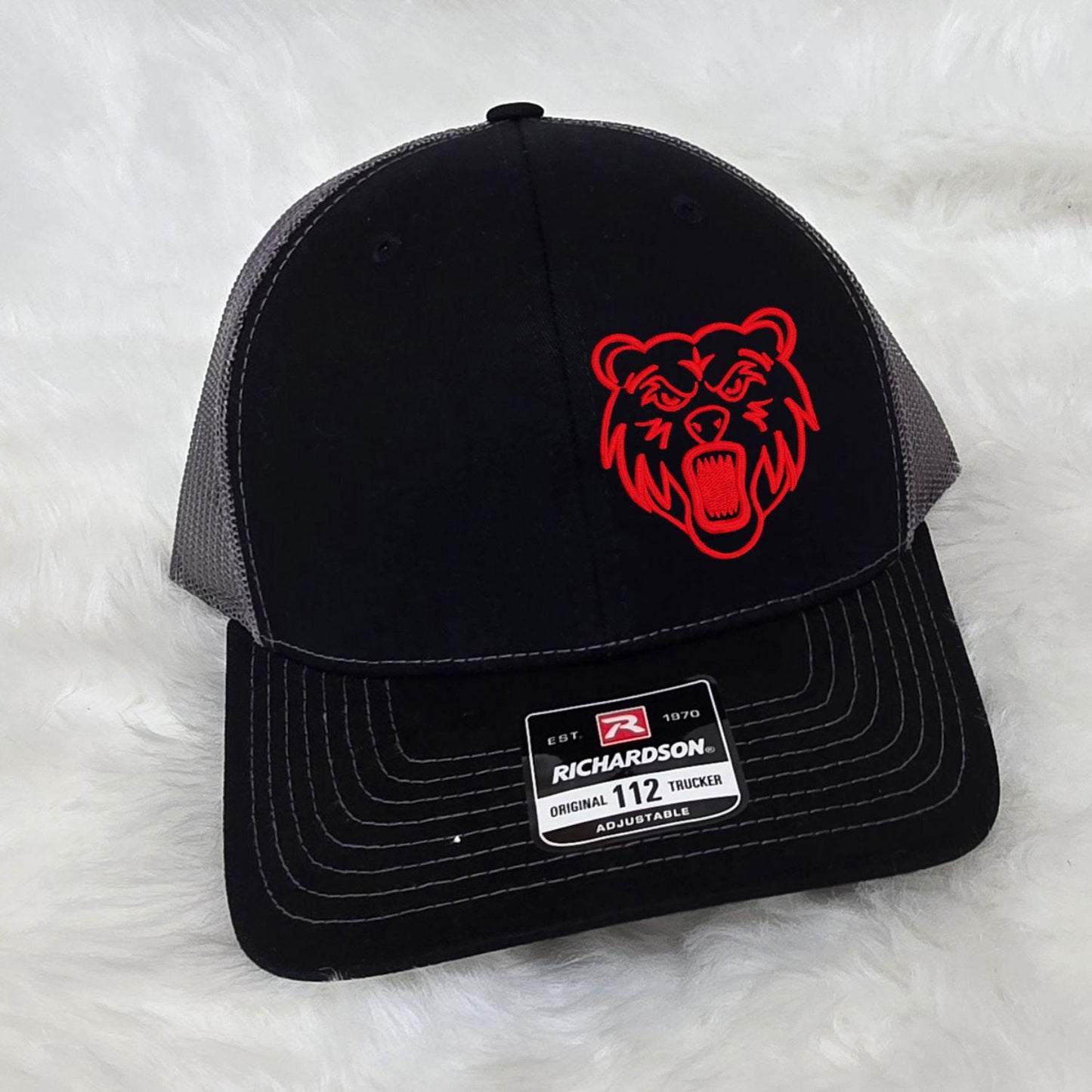 Embroidered Grizzly Bear Mascot hat | Unisex School Spirit Team Apparel | Custom Sports Game Day Outfit | Gift for Fans