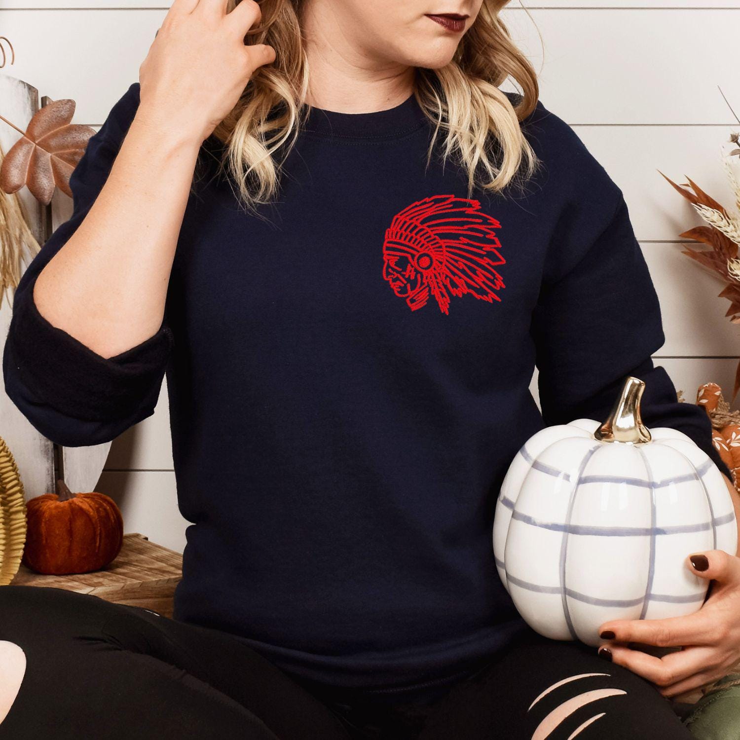 Embroidered left chest vintage Mascot Crewneck Sweatshirt | Unisex School Spirit Team Apparel | Custom Sports Game Day Outfit, Gift for Fans