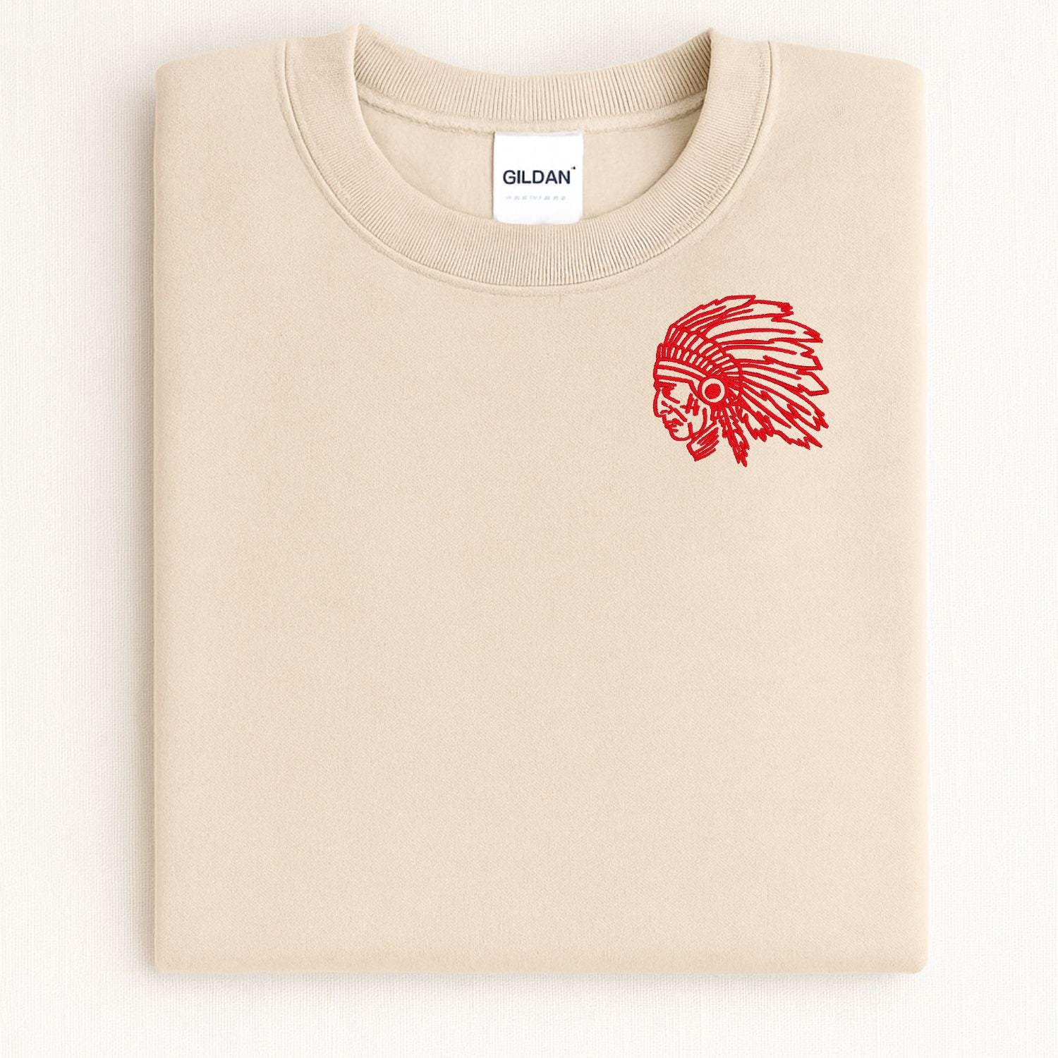 Embroidered left chest vintage Mascot Crewneck Sweatshirt | Unisex School Spirit Team Apparel | Custom Sports Game Day Outfit, Gift for Fans