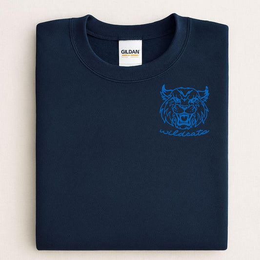 Embroidered left chest vintage Mascot Crewneck Sweatshirt | Unisex School Spirit Team Apparel | Custom Sports Game Day Outfit, Gift for Fans