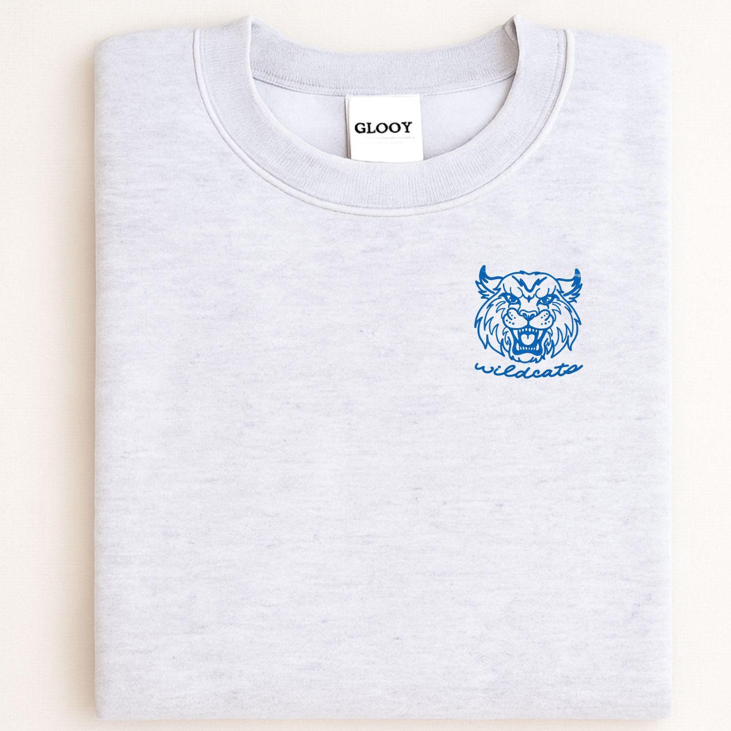 Embroidered left chest vintage Mascot Crewneck Sweatshirt | Unisex School Spirit Team Apparel | Custom Sports Game Day Outfit, Gift for Fans