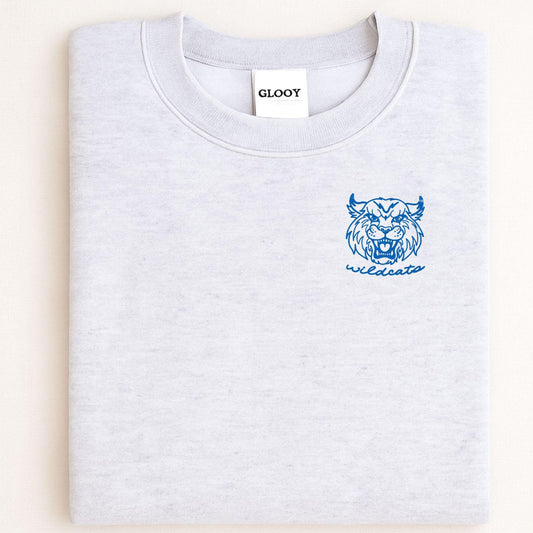 Embroidered left chest vintage Mascot Crewneck Sweatshirt | Unisex School Spirit Team Apparel | Custom Sports Game Day Outfit, Gift for Fans