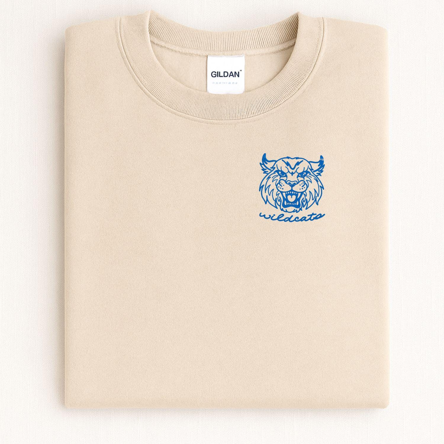 Embroidered left chest vintage Mascot Crewneck Sweatshirt | Unisex School Spirit Team Apparel | Custom Sports Game Day Outfit, Gift for Fans