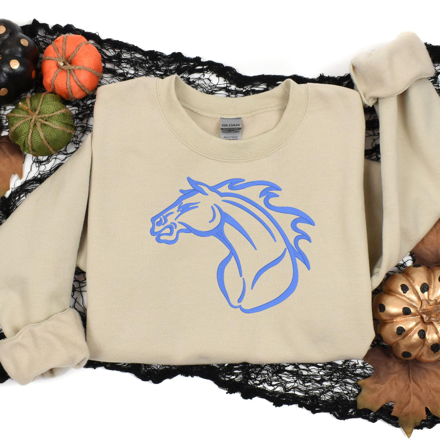 Embroidered Vintage Mascot Crewneck Sweatshirt | Unisex School Spirit Team Apparel | Custom Sports Game Day Outfit | Gift for Fans