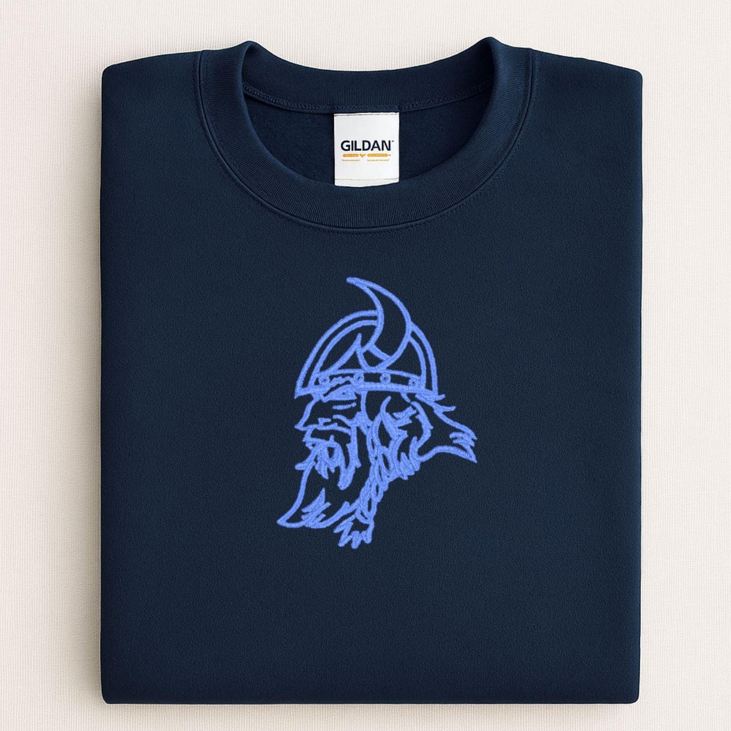 Embroidered Vintage Viking Mascot Crewneck Sweatshirt | Unisex School Spirit Team Apparel | Custom Sports Game Day Outfit | Gift for Fans