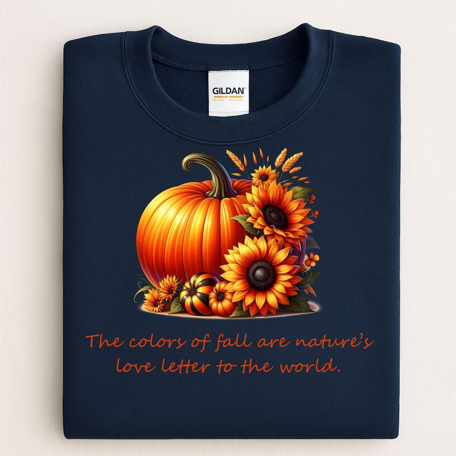 Fall Pumpkin Sunflower Shirt | Cozy Autumn Graphic Tee | DTG Printed Crewneck | Seasonal Harvest Pumpkin Shirt | Fall Outfit Top