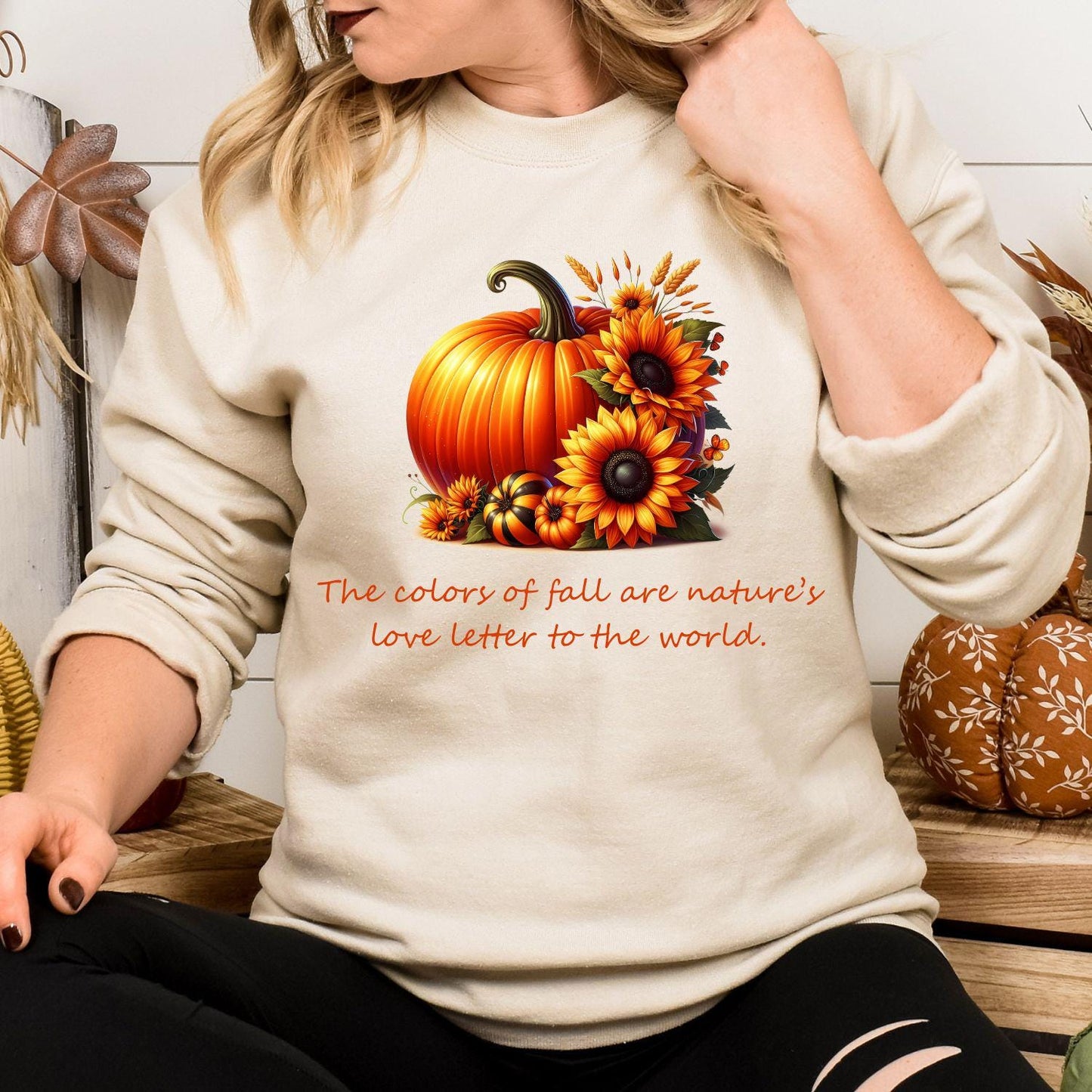 Fall Pumpkin Sunflower Shirt | Cozy Autumn Graphic Tee | DTG Printed Crewneck | Seasonal Harvest Pumpkin Shirt | Fall Outfit Top