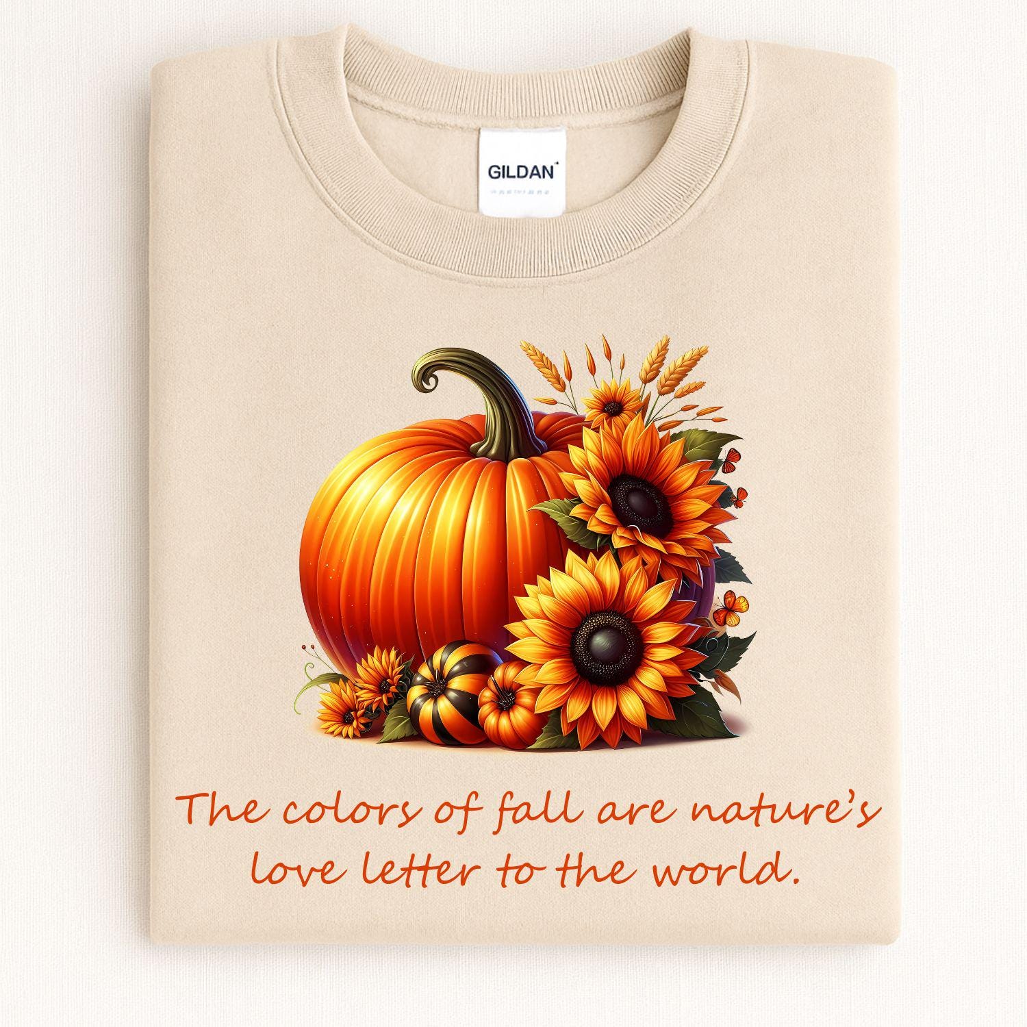 Fall Pumpkin Sunflower Shirt | Cozy Autumn Graphic Tee | DTG Printed Crewneck | Seasonal Harvest Pumpkin Shirt | Fall Outfit Top