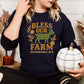 Bless Our Farm Sweatshirt | Rustic Goat and Floral Christian Pullover | Faith-Based Country Living Apparel, Goat farm shirt, Womens goat top