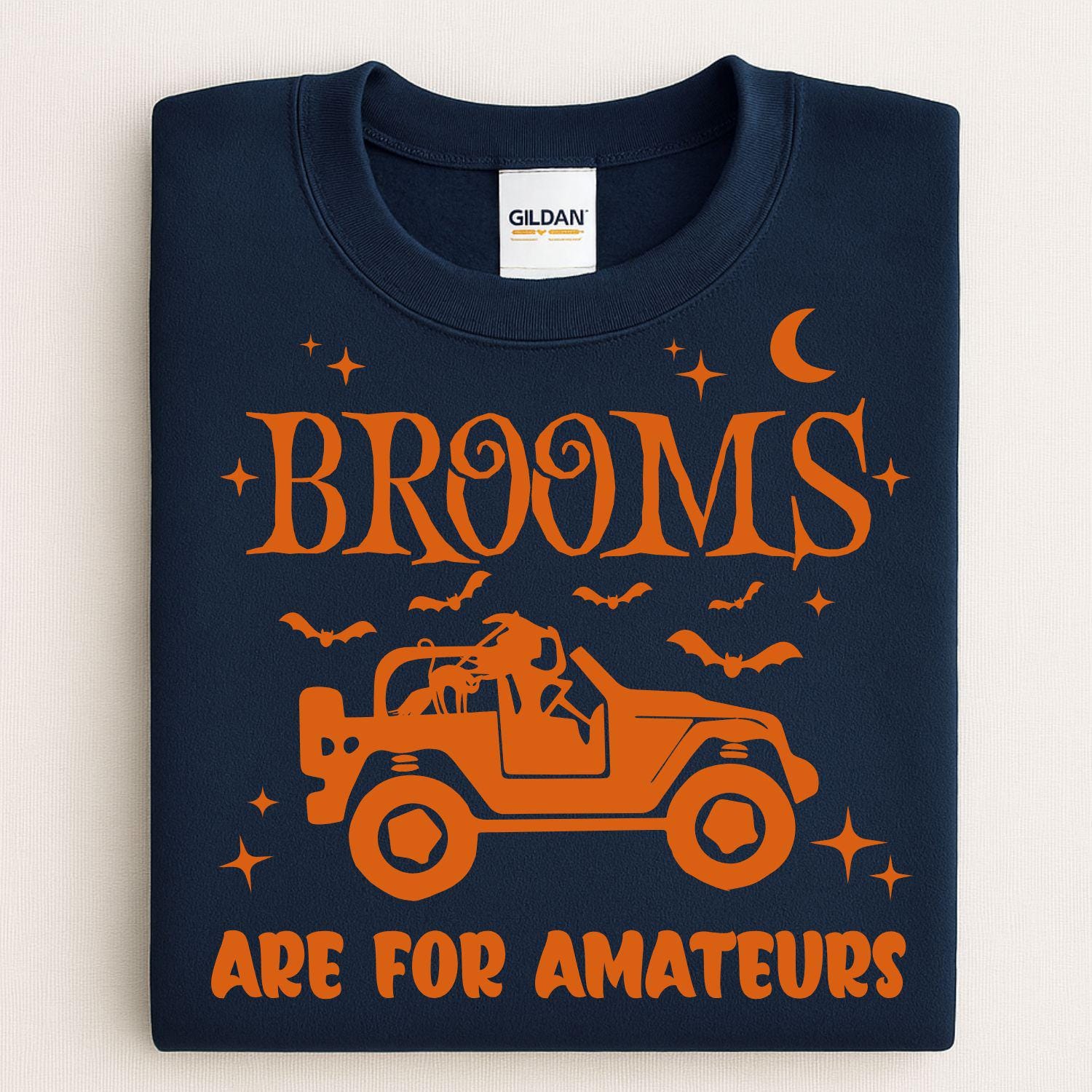 Halloween Jeep Witch Sweatshirt | Fall Bat Moon Star Design | Funny Spooky Season Crewneck | Autumn Off-Road Lover Gift for Her