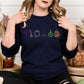 Halloween Candy Ghost Witch Hat Pumpkin Sweatshirt – Cute Fall Embroidery Shirt – Cozy Autumn Crewneck for Spooky Season