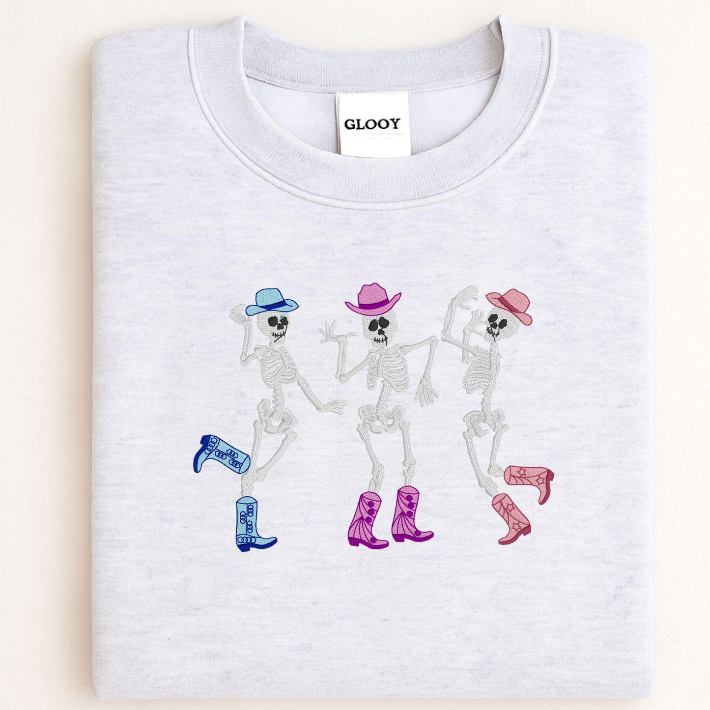 Dancing Skulls Halloween Embroidery Crewneck, Halloween Sweatshirt, Gift For Mom Or Girlfriend