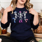 Dancing Skulls Halloween Embroidery Crewneck, Halloween Sweatshirt, Gift For Mom Or Girlfriend