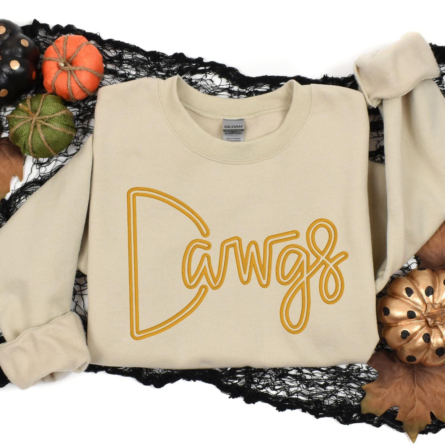 Dawgs Puff Embroidery Sweatshirt | Cozy Game Day Crewneck | Unisex Football Fan Pullover | Custom Team Spirit Gift for Fall & Winter