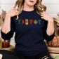 Cozy Fall Embroidery Sweatshirt | Autumn Leaf and Pumpkin Design | Colorful Seasonal Pullover | Thanksgiving Gift for Women and Friends