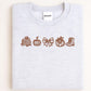Fall Embroidery Sweatshirt Autumn Pumpkin Books Cozy Bow Boots Outline Stitch Crewneck Gift for Her Seasonal Pullover Comfort Wear