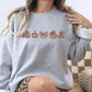 Fall Embroidery Sweatshirt Autumn Pumpkin Books Cozy Bow Boots Outline Stitch Crewneck Gift for Her Seasonal Pullover Comfort Wear
