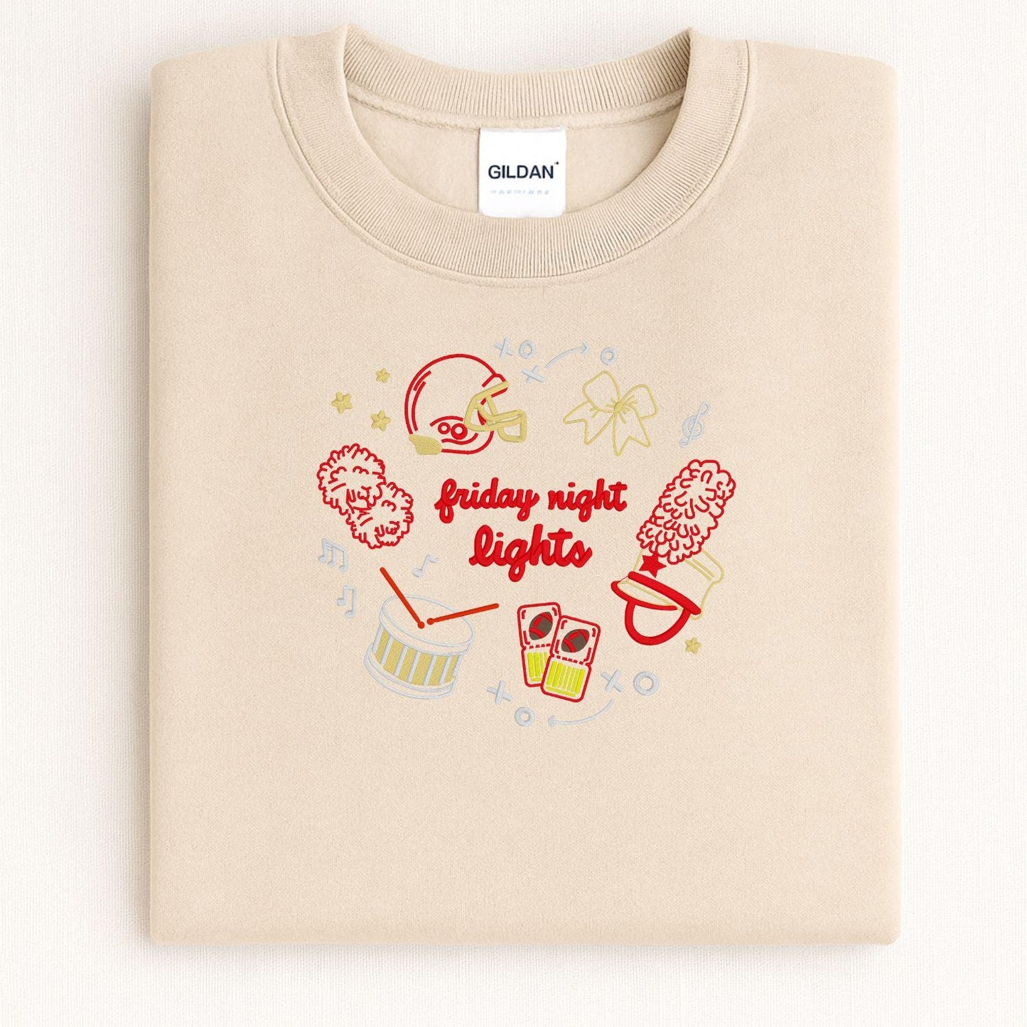 Friday Night Lights Embroidery Sweatshirt | Game Day Football Shirt | Cozy Fall Stadium Top | Cheer Band Pep Rally Outfit