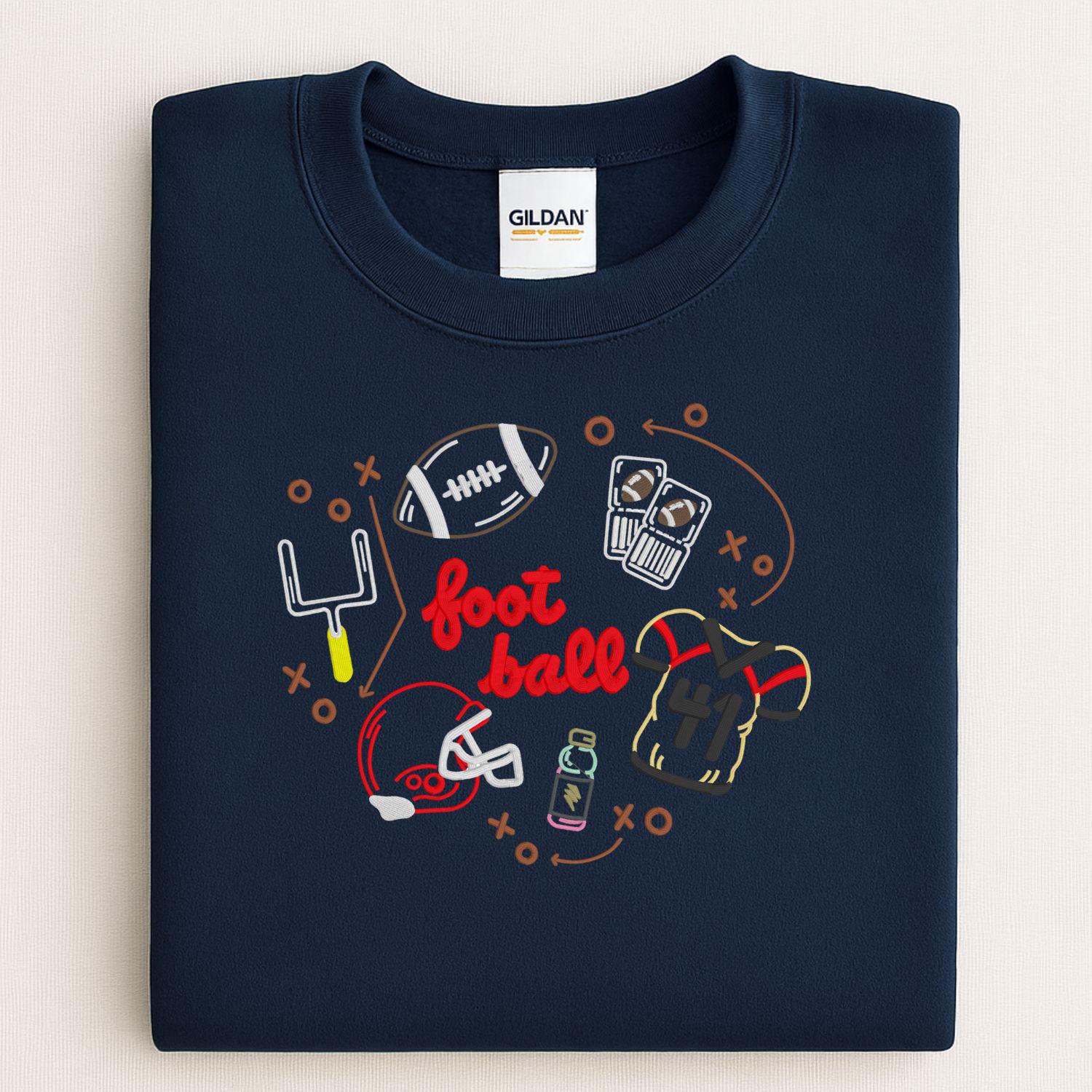 Game Day Football Embroidery Sweatshirt | Cozy Fall Sports Crewneck | Handmade Tailgate Shirt | Unisex Autumn Game Spirit Apparel